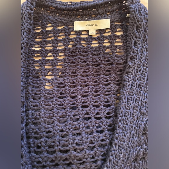 Vince Navy Blue Crochet Cardigan - size XXS - Picture 3 of 5